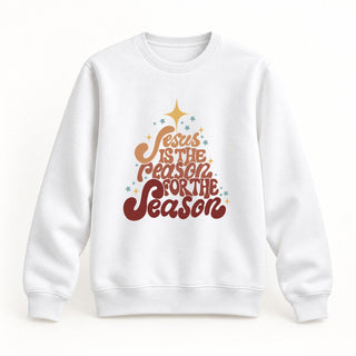 Jesus is the reason Tree brown Christmas Sweatshirt Weiß