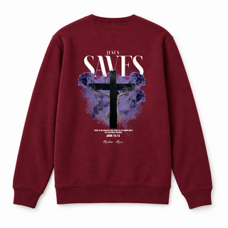 Jesus Saves Streetwear Sweatshirt Backprint Burgunder