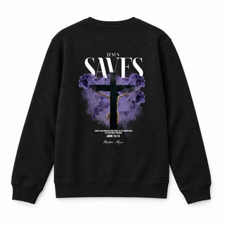 Jesus Saves Streetwear Sweatshirt Backprint Schwarz