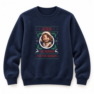 Jesus the Reason Christmas Sweatshirt Navy
