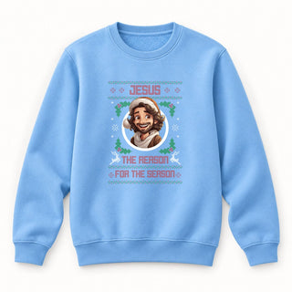 Jesus the Reason Christmas Sweatshirt Babyblau