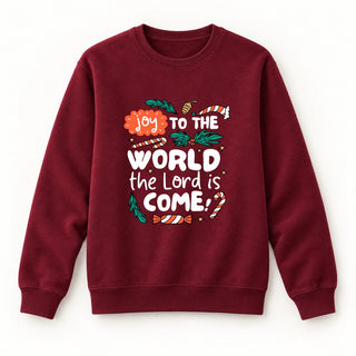 Joy to the World colored Christmas Sweatshirt Burgunder