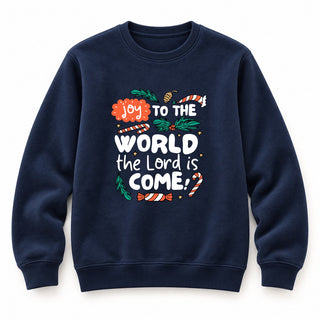 Joy to the World colored Christmas Sweatshirt Navy
