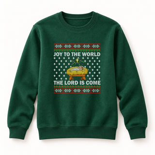 Joy to the World Manger Christmas Sweatshirt Grün