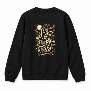 Joy to the World golden Christmas Sweatshirt Backprint Schwarz