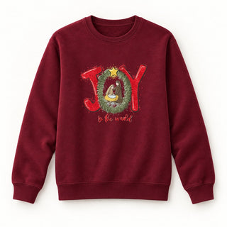 Joy to the world red Christmas Sweatshirt Burgunder