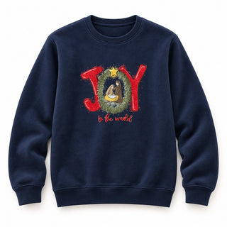 Joy to the world red Christmas Sweatshirt Navy
