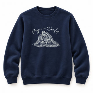 Joy to the World Sketch Christmas Sweatshirt Navy