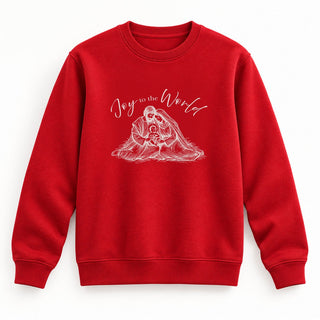 Joy to the World Sketch Christmas Sweatshirt Rot