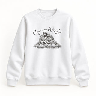 Joy to the World Sketch Christmas Sweatshirt Weiß