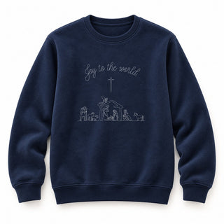 Joy to the World Sketch Grippe Sweatshirt Navy