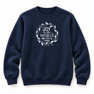 Joy to the World Circle Christmas Sweatshirt Navy
