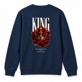 King Born Is the King of Israel Christmas Sweatshirt Backprint Navy