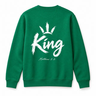 King Matthew 2:2 Christmas Sweatshirt Backprint Grün