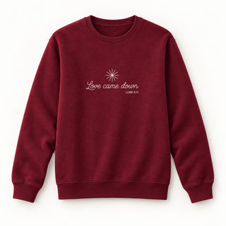Love came down minimalistic Christmas Sweatshirt Burgunder