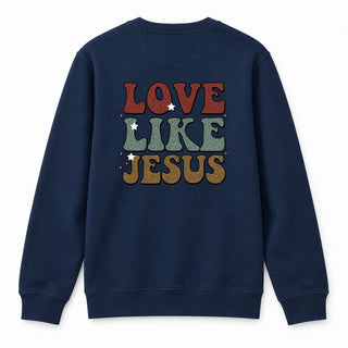 Love like Jesus Christmas Sweatshirt Backprint Navy