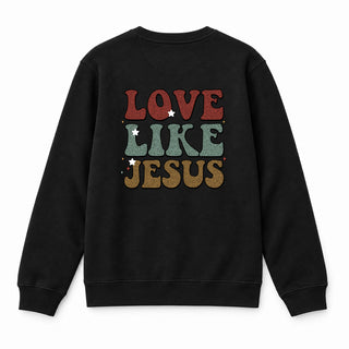 Love like Jesus Christmas Sweatshirt Backprint Schwarz