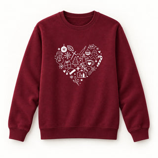 Nativity Collage Christmas Sweatshirt Burgunder