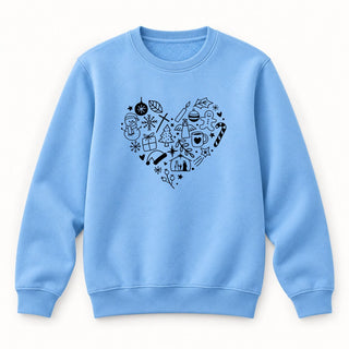 Nativity Collage Christmas Sweatshirt Babyblau