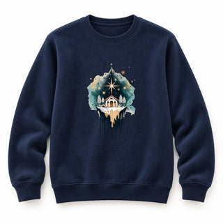 Nativity Scene Christmas Sweatshirt Navy