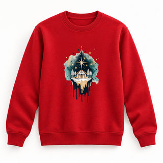 Nativity Scene Christmas Sweatshirt Rot