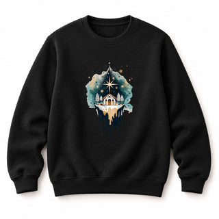 Nativity Scene Christmas Sweatshirt Schwarz