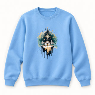 Nativity Scene Christmas Sweatshirt Babyblau