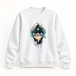 Nativity Scene Christmas Sweatshirt Weiß