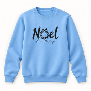Noel Born Is the King Christmas Sweatshirt Babyblau