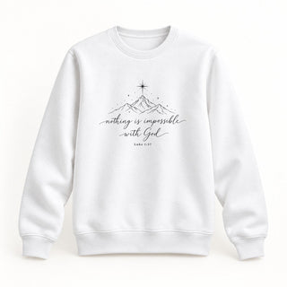 Nothing Is Impossible With God Christmas Sweatshirt Weiß