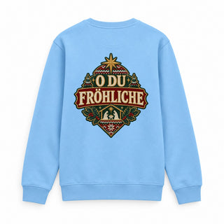 O du fröhliche Christmas Sweatshirt Backprint Babyblau