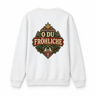 O du fröhliche Christmas Sweatshirt Backprint Weiß