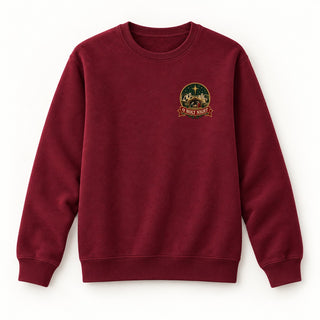 O Holy Night Stitch Christmas Sweatshirt Burgunder