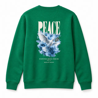 Peace on Earth Good Will Toward Men Christmas Sweatshirt Backprint Grün
