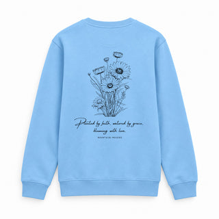 Planted by faith Sweatshirt Backprint Babyblau