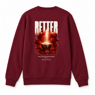 Retter Euch ist heute der Heiland geboren Christmas Sweatshirt Backprint Burgunder