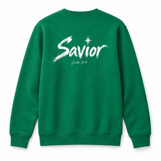 Savior Luke 2:11 Christmas Sweatshirt Backprint Grün