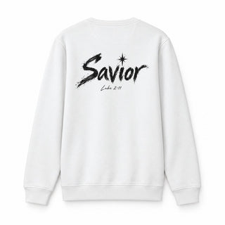 Savior Luke 2:11 Christmas Sweatshirt Backprint Weiß