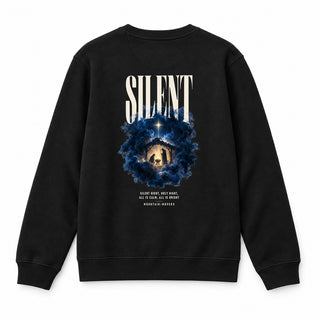 Silent Night All Is Calm Christmas Sweatshirt Backprint Schwarz