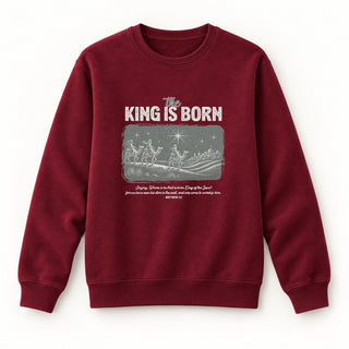 The King is born Christmas Sweatshirt Burgunder