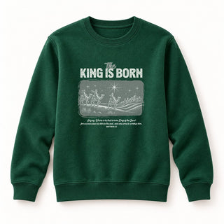 The King is born Christmas Sweatshirt Grün