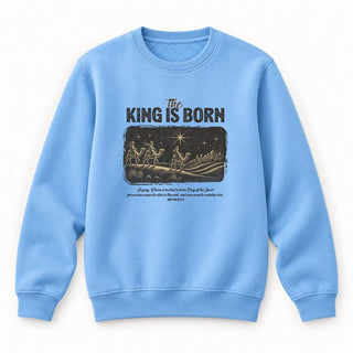 The King is born Christmas Sweatshirt Babyblau