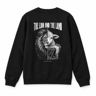 The Lion and the Lamb Christmas Sweatshirt Backprint Schwarz