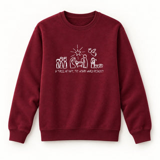 Thrill of Hope weary world rejoices Christmas Sweatshirt Burgunder