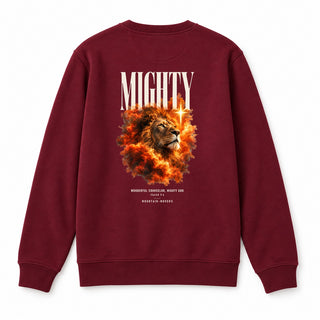 Wonderful Counselor Mighty God Christmas Sweatshirt Backprint Burgunder