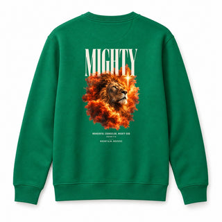 Wonderful Counselor Mighty God Christmas Sweatshirt Backprint Grün