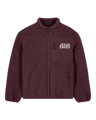 Jesus Saves Teddy Jacke Burgunder