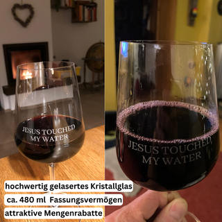 Jesus touched my Water bauchiges Weinglas Variante, Mountain Movers christliches Design
