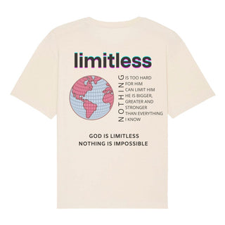 Limitless Oversized Shirt BackPrint Detailansicht, Mountain Movers christliche Streetwear