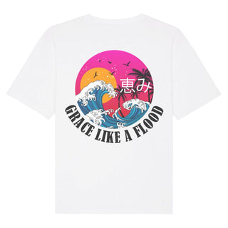 Grace like a Flood Oversized Shirt BackPrint Detailansicht, Mountain Movers christliche Streetwear